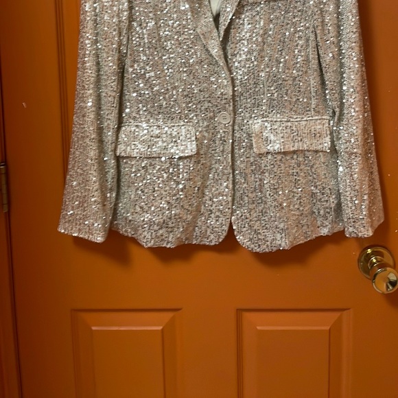 Single Breasted Sequin Embellished Champagne Blazer/pant suit - Picture 2 of 7